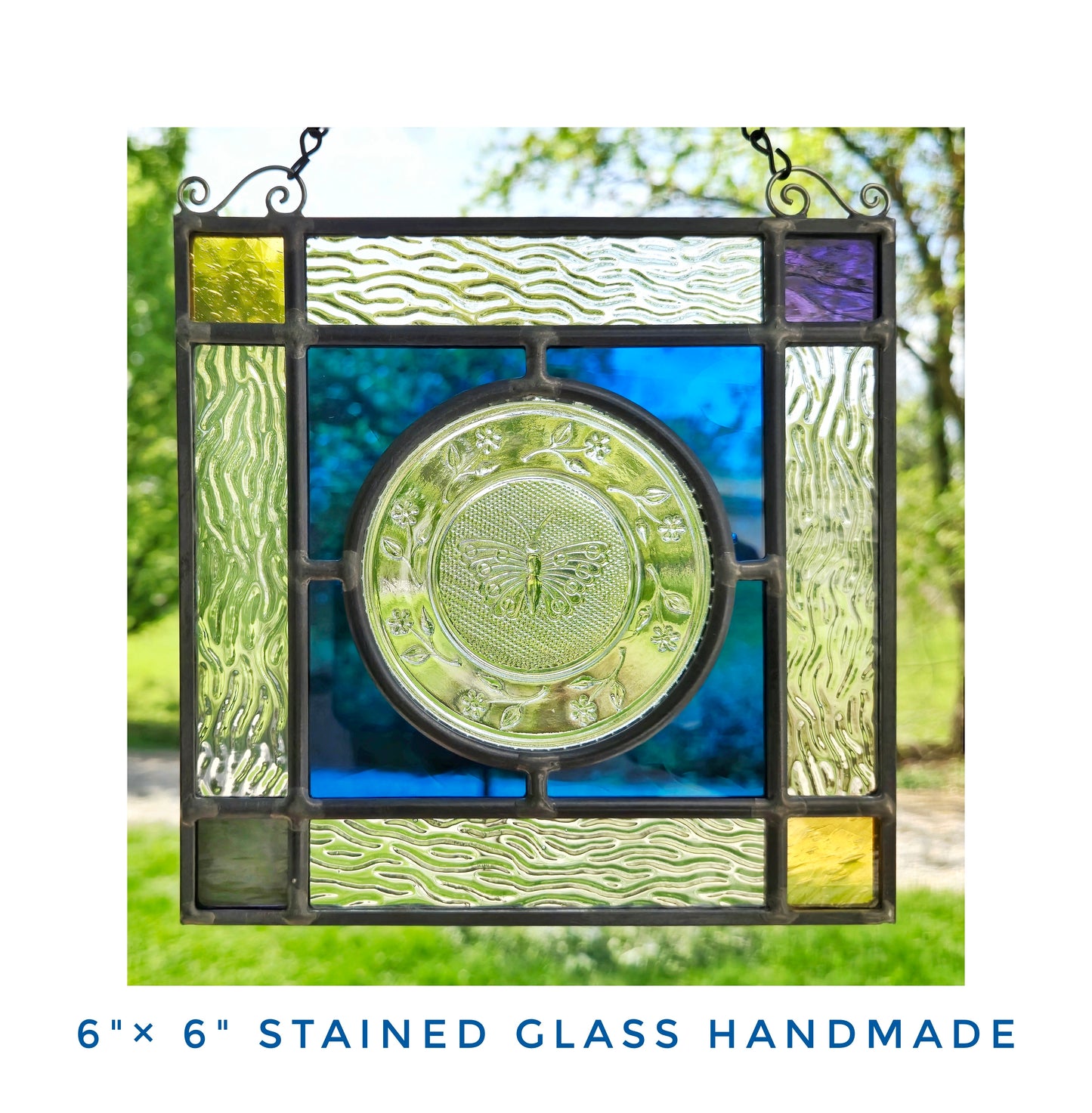 Lovely Butterfly Glass Art. Suncatcher made by me. Gift for Mom or Special Friend.