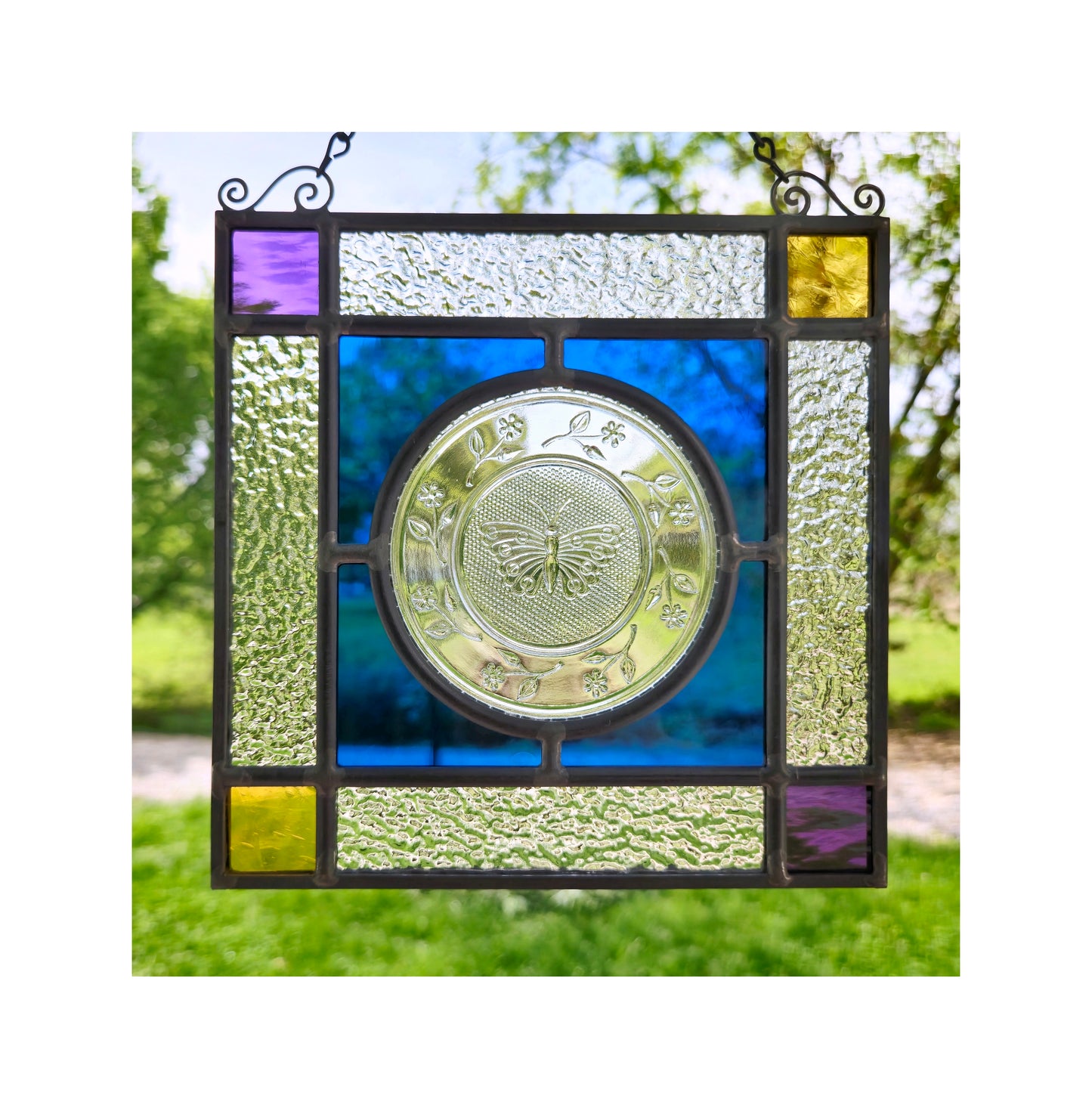 Lovely Butterfly Glass Art. Suncatcher made by me. Gift for Mom or Special Friend.