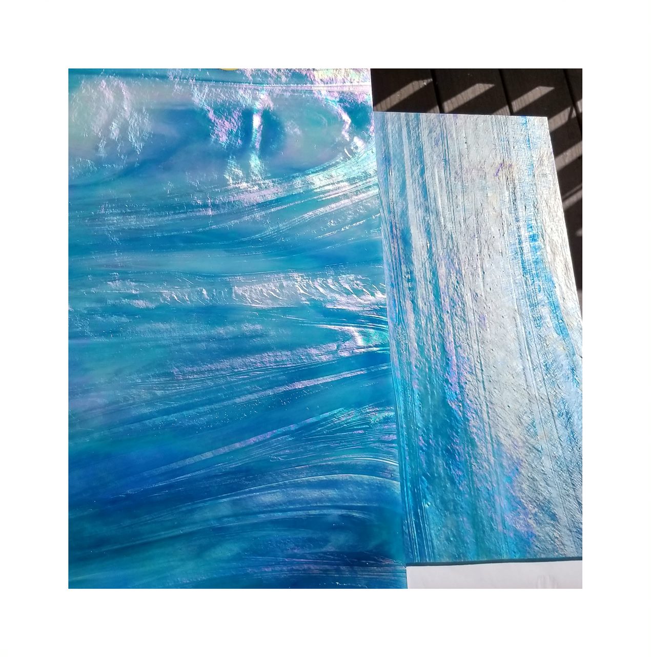 Iridescent Turquoise Stained Glass Sheets. Diy, Beginner, Advanced. Suncatcher or Mosaic Art Projects. Wissmach, 5"× 8" or 8''x 8.5''+-