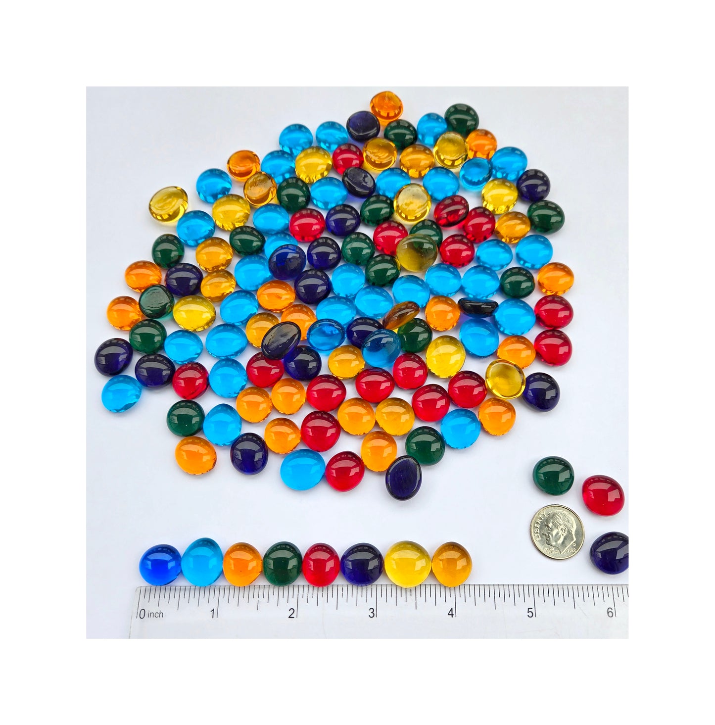 Small Glass Pebbles. Stained Glass Mosaic. 8 Colors. Oceanside Fusible Nuggets, Coe 96.