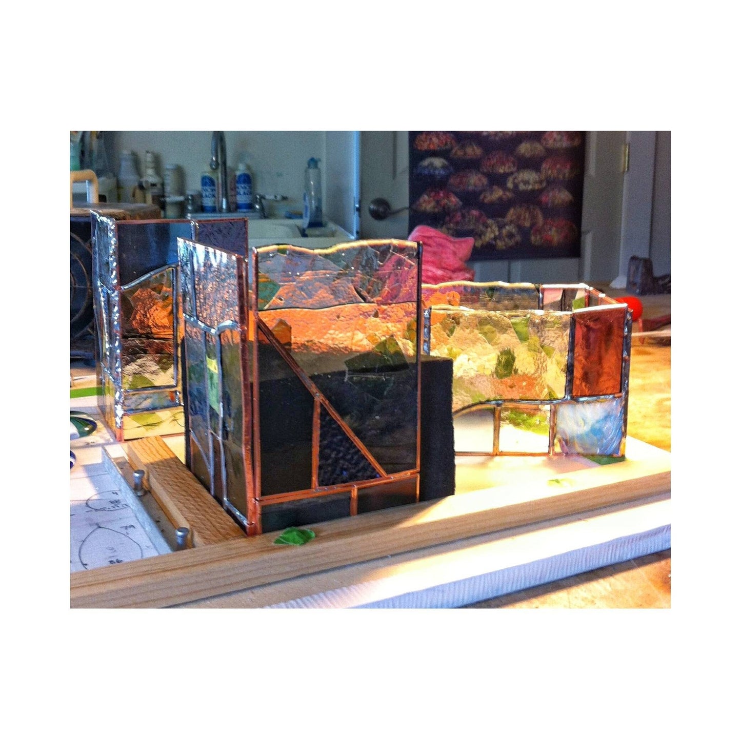 Stained Glass Box Jig, "Wedgies" for holding 3 dimensional projects while soldering, heat resistant.