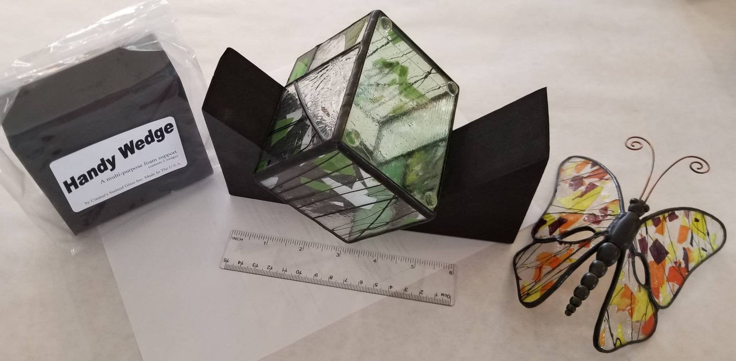 Stained Glass Box Jig, "Wedgies" for holding 3 dimensional projects while soldering, heat resistant.