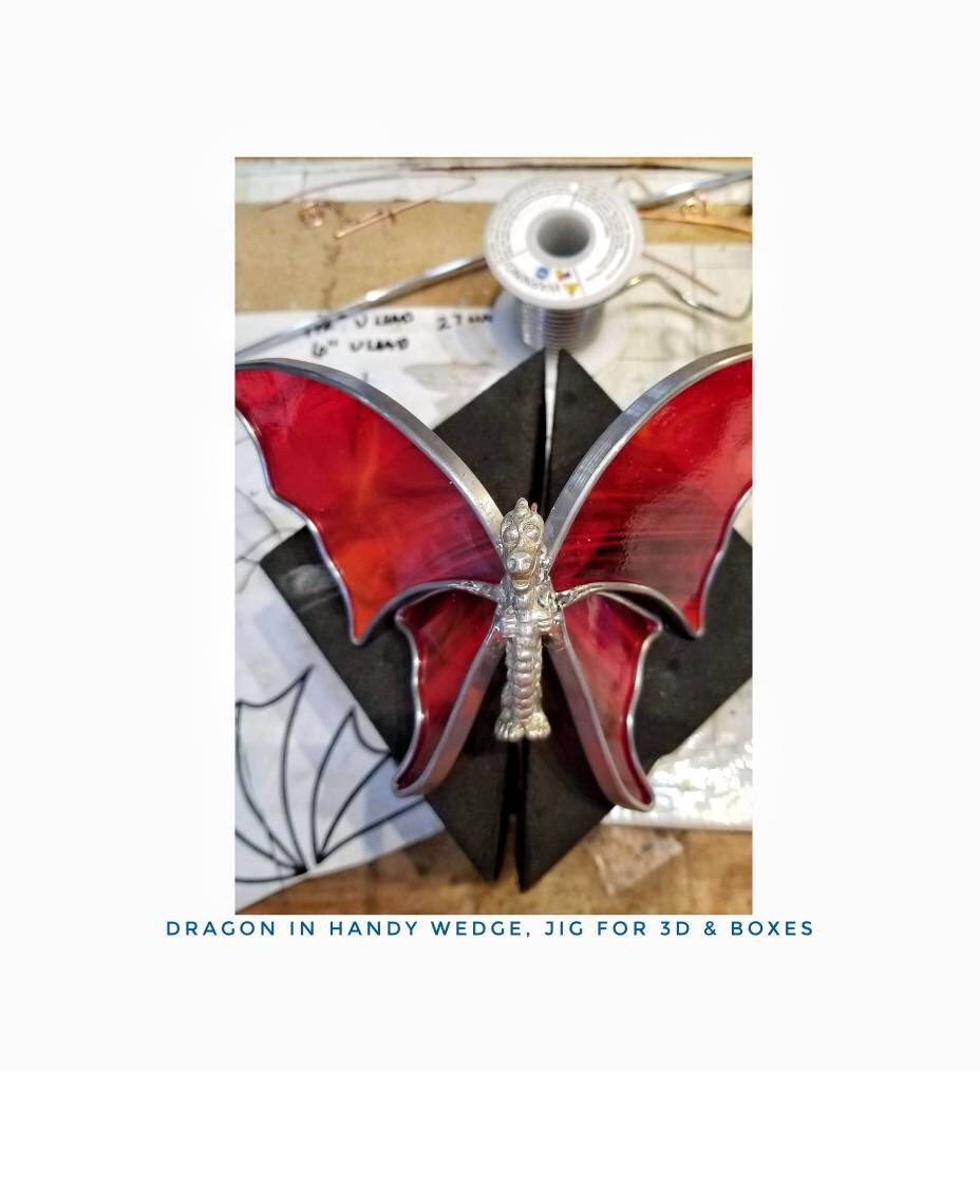 Stained Glass Box Jig, "Wedgies" for holding 3 dimensional projects while soldering, heat resistant.