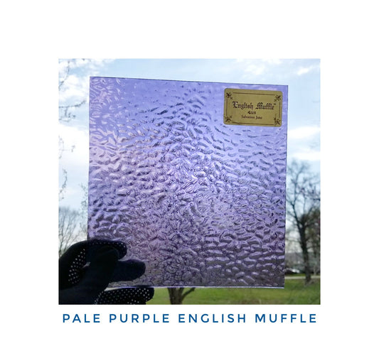 Pale Lilac English Muffle Stained Glass Sheets. Soft Texture, diy easy to cut. Wissmach Cathedral. Pretty for panel backgrounds & borders.