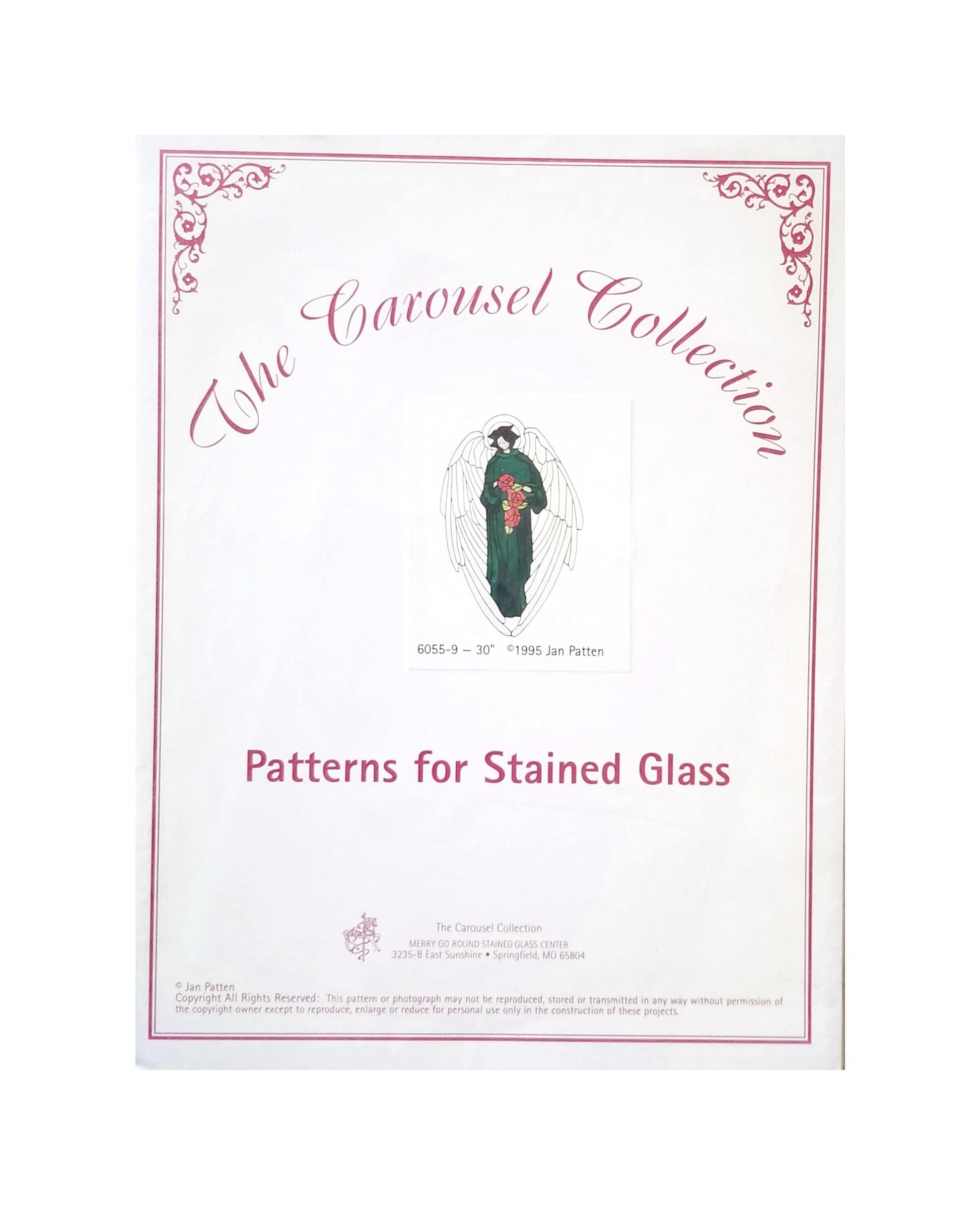 Angel Diy Stained Glass Pattern. Holiday Craft Project. Vintage, Pack Unopened. 30" tall, Graceful Angel holding a bouquet of flowers.