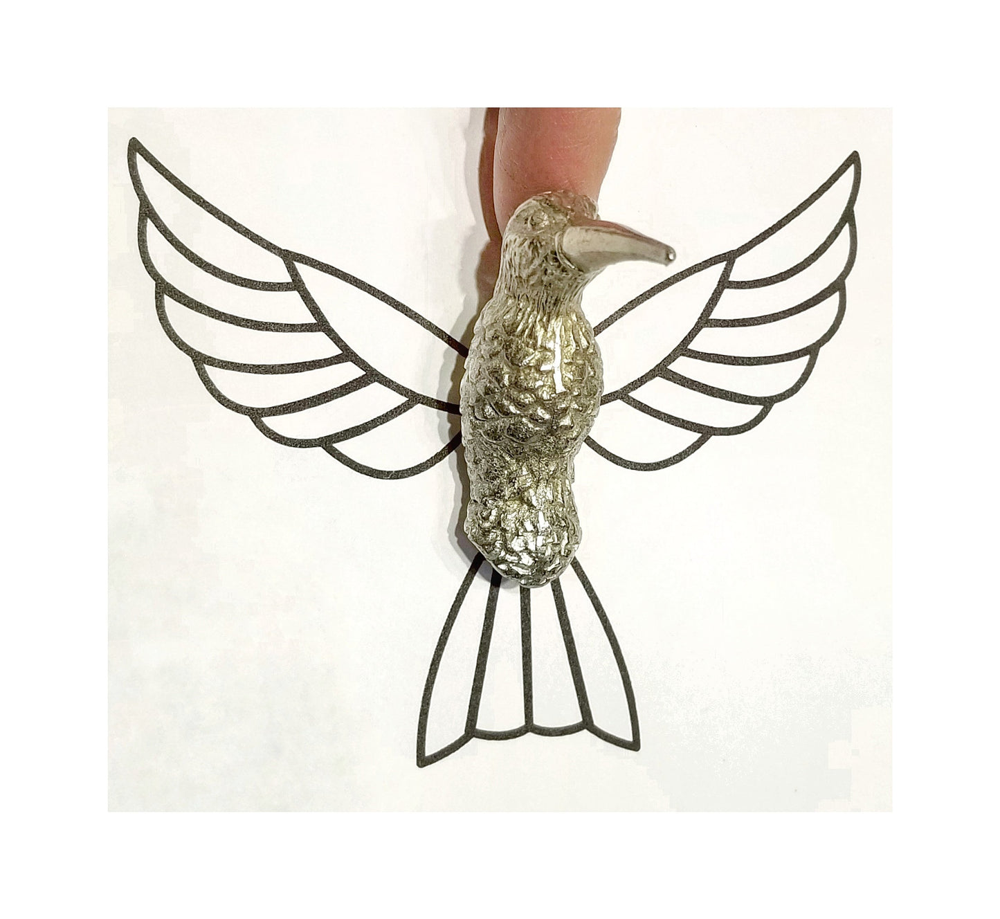 Hummingbird Figurine. Stained Glass Foil Project. Patterns & Steel Wool Included. This petite Lead free body is easy to patina black.