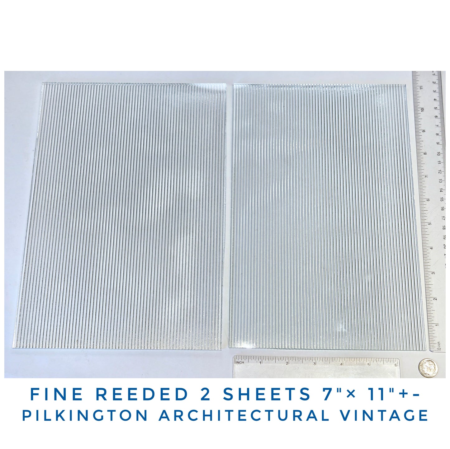 Fine Reeded Architectural Stained Glass Sheets by Pilkington. Clear Texture.