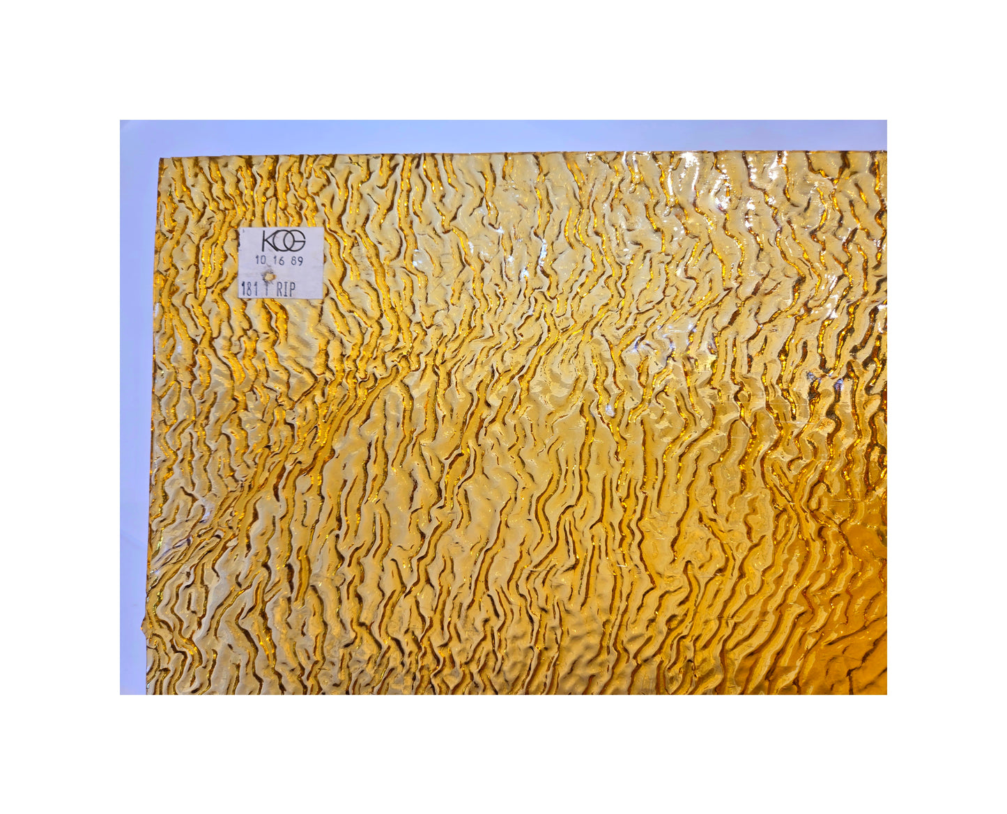 Light Amber Cathedral Stained Glass. Tight Ripple Textured by Kokomo. 8"× 8" Sheets. Vintage 1989