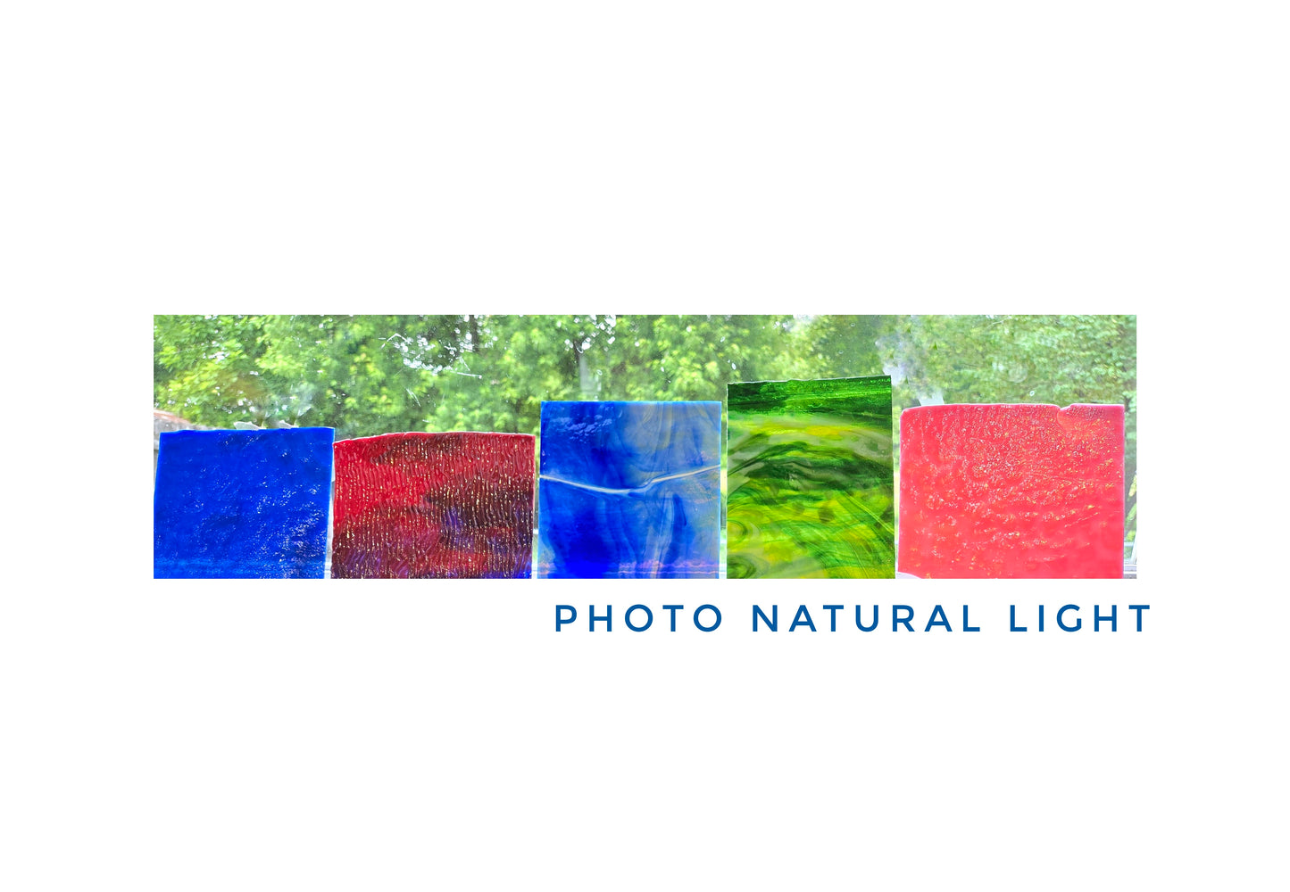 5 Color Stained Glass Pack. Vintage Mottled, Ripple Handmade Sheets. 5"×6" to 6"× 6"+- some with Rolled Edges.