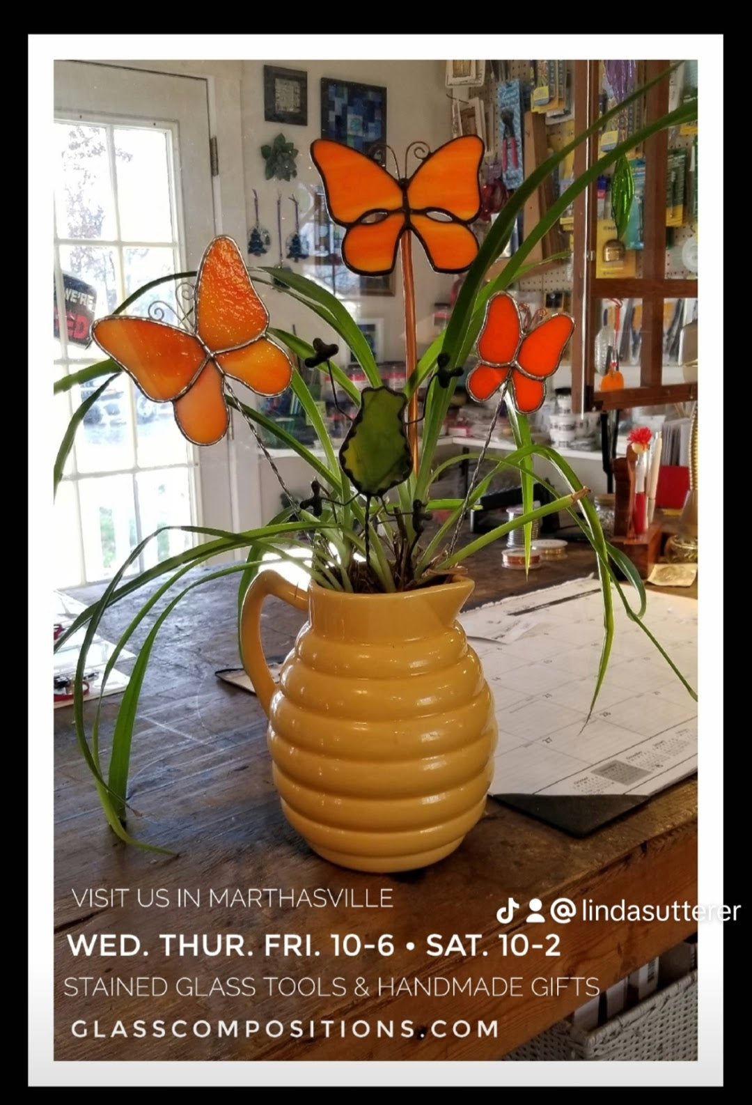 Lovely Butterfly Glass Art. Suncatcher made by me. Gift for Mom or Special Friend.