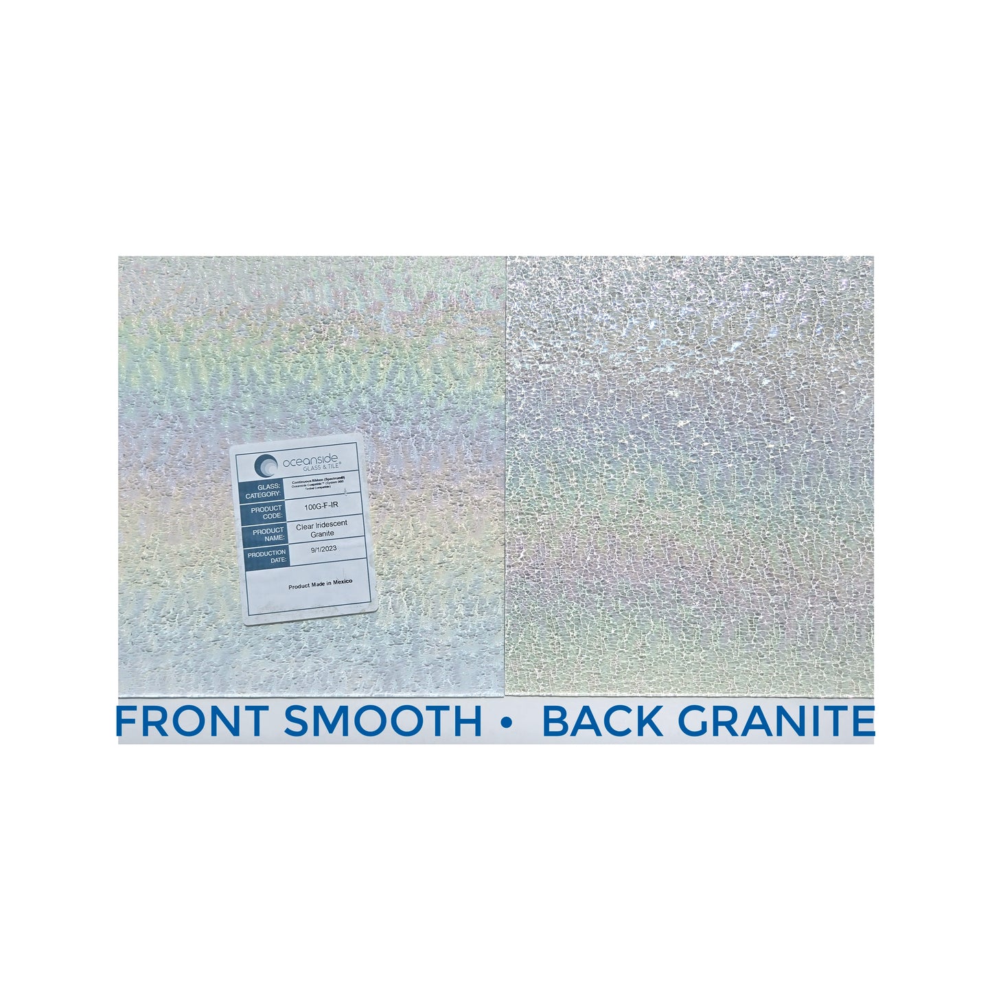 Iridescent Glass, Clear Granite Texture.