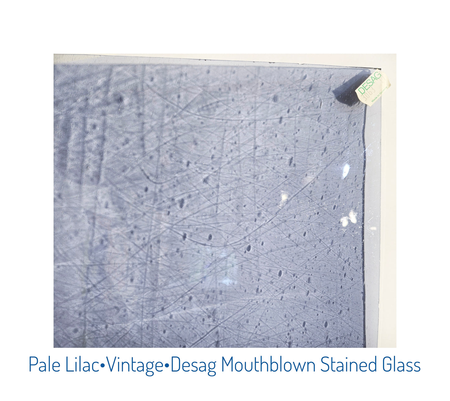 Pale Lilac Stained Glass. Desag Germany, Vintage Mouthblown 7"× 7"+-