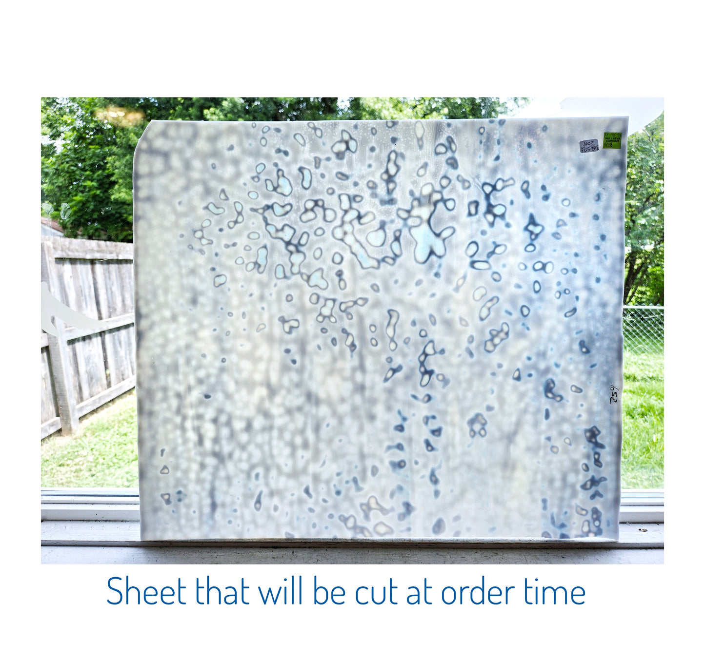 Bullseye Mottled Blue-White Stained Glass. Pack of 2 or 4 sheets each 8"× 10"+-