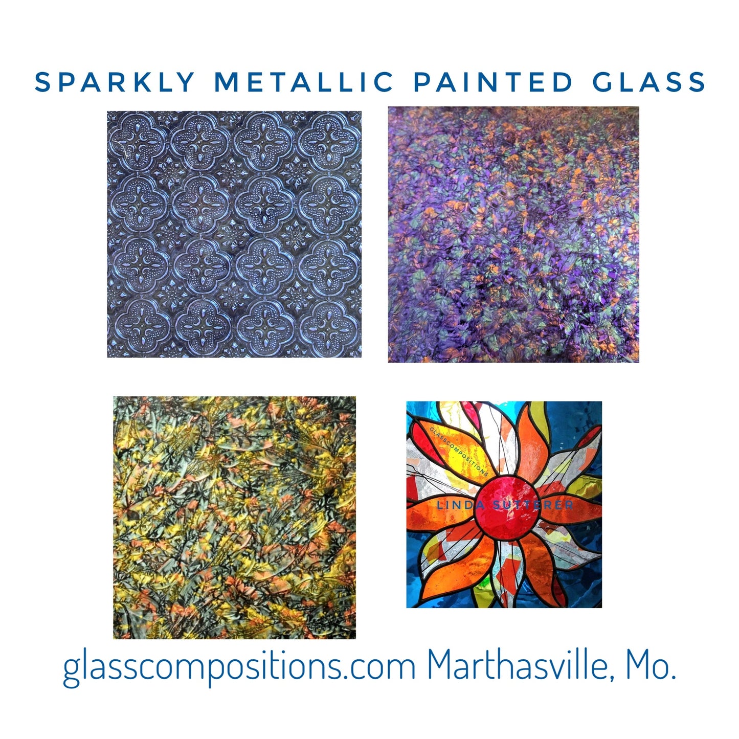 Van Gogh, Blue Violet Sparkle. Metallic Mirror-like depth. Sparkly Paint is sealed on the back with dark Gray.