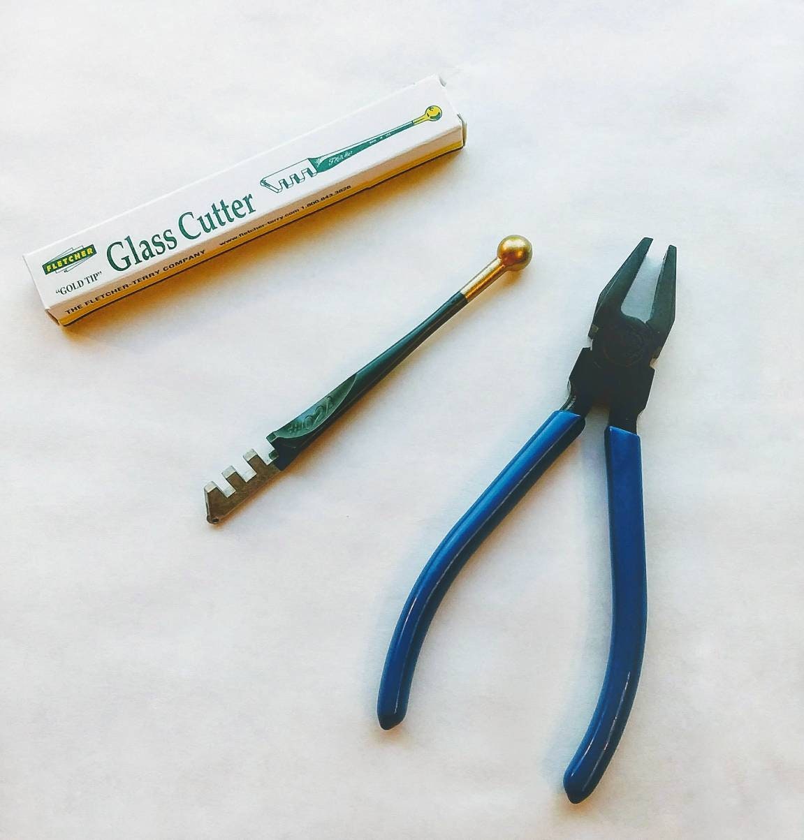Stained Glass Cutter & Breaking Plier Tools for Stained Glass Sheets/Basic Steel Wheel Fletcher Brand Cutter, Dragon Brand Pliers