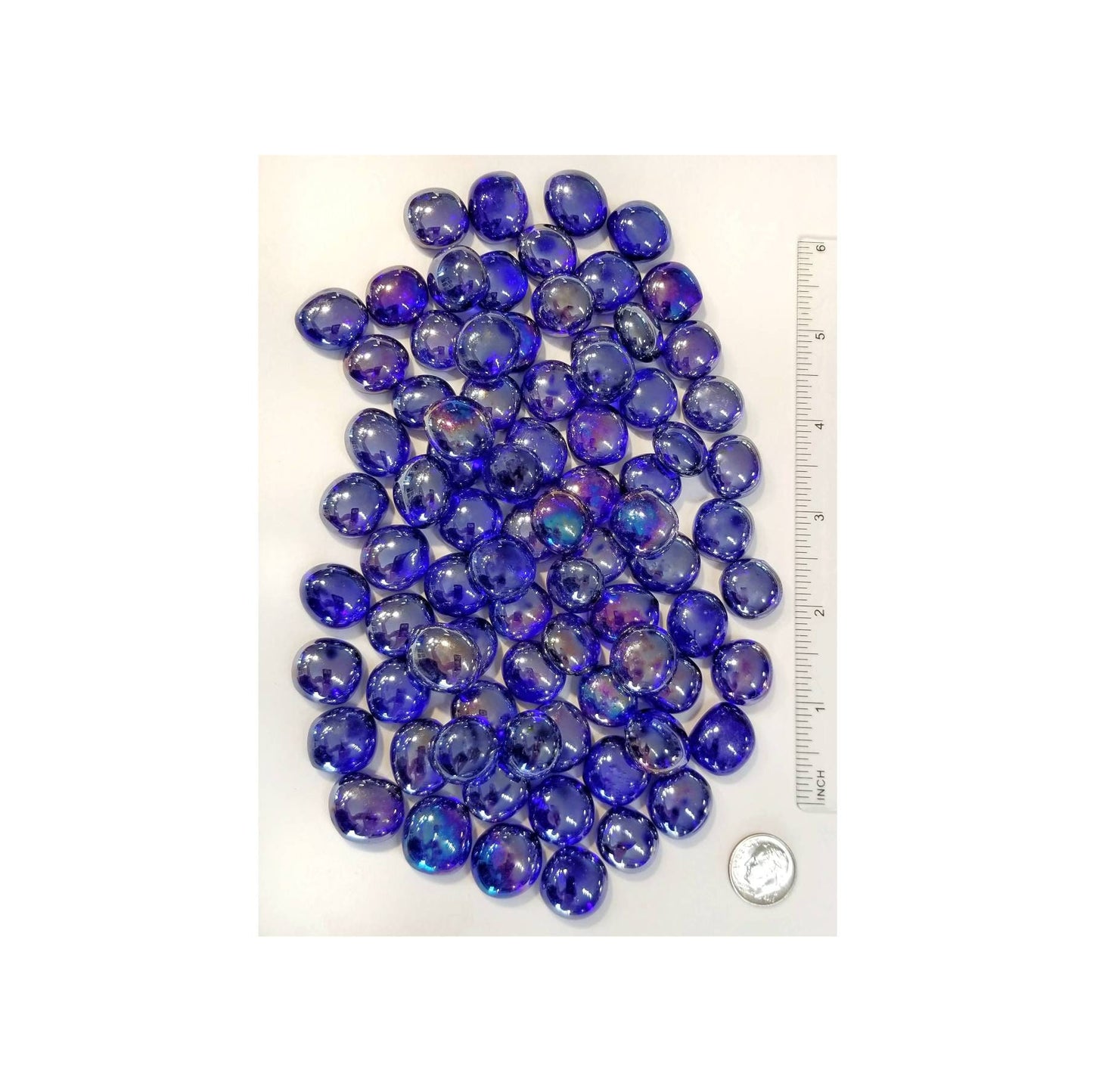 Glass Gems for Stained Glass, Jewelry Making Supply, Kids Teen Craft Project. Flat Marbles, as pictured. Iridescent Cobalt Blue, medium size