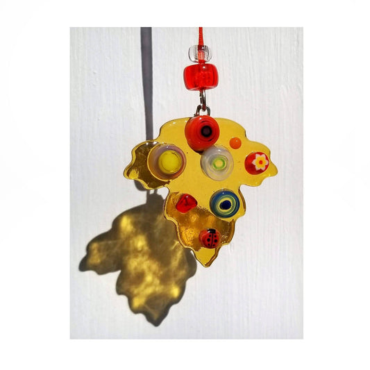 Fused Glass Leaf, Gift Tag, Pendant or suncatcher. Employee, Small Thank You, Corporate Gift Tags. Autumn, Fall Decor for Home.