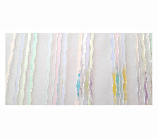Dichroic Sheet Glass. Fire Strips on Clear each 8" long. Coe 90 Fusible Glass, Jewelry accessories. 4 pieces, wavey shapes. Mixed Pack.