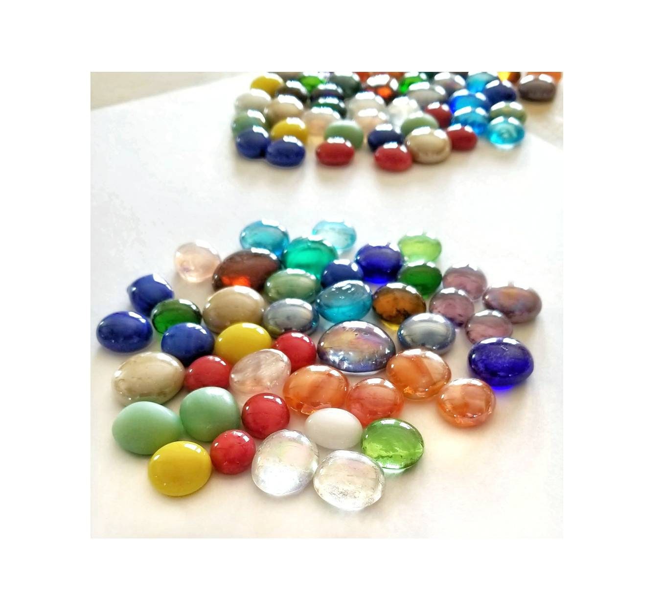 Glass Gems for Stained Glass/Jewelry Making Supply/Kids Teen Craft Projects. Assorted Colors, Iridescents. Average Size Medium