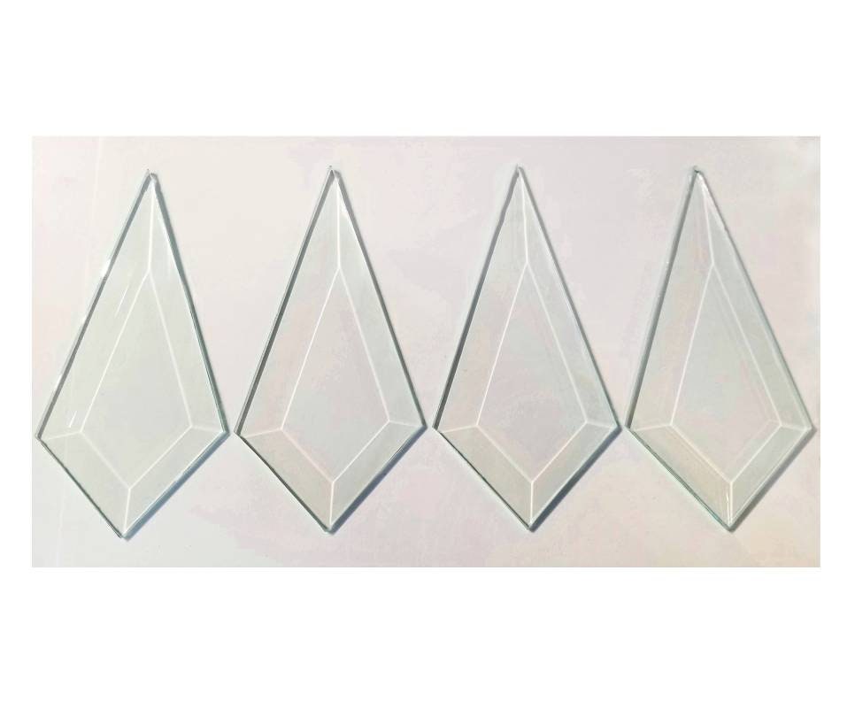 Stained Glass Bevels. Set of 4 Clear. Diy Artisian Craft Projects. Create pressed flowers or lace suncatchers. Kite shaped prisms.