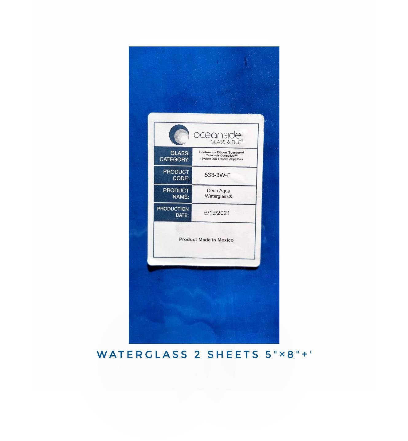 Waterglass, Aqua Stained Glass Sheets. Easy to cut gentle texture. 2 pieces 5"× 8"+- Diy, Beginner Suncatchers. Oceanside, Coe 96 Fusible.