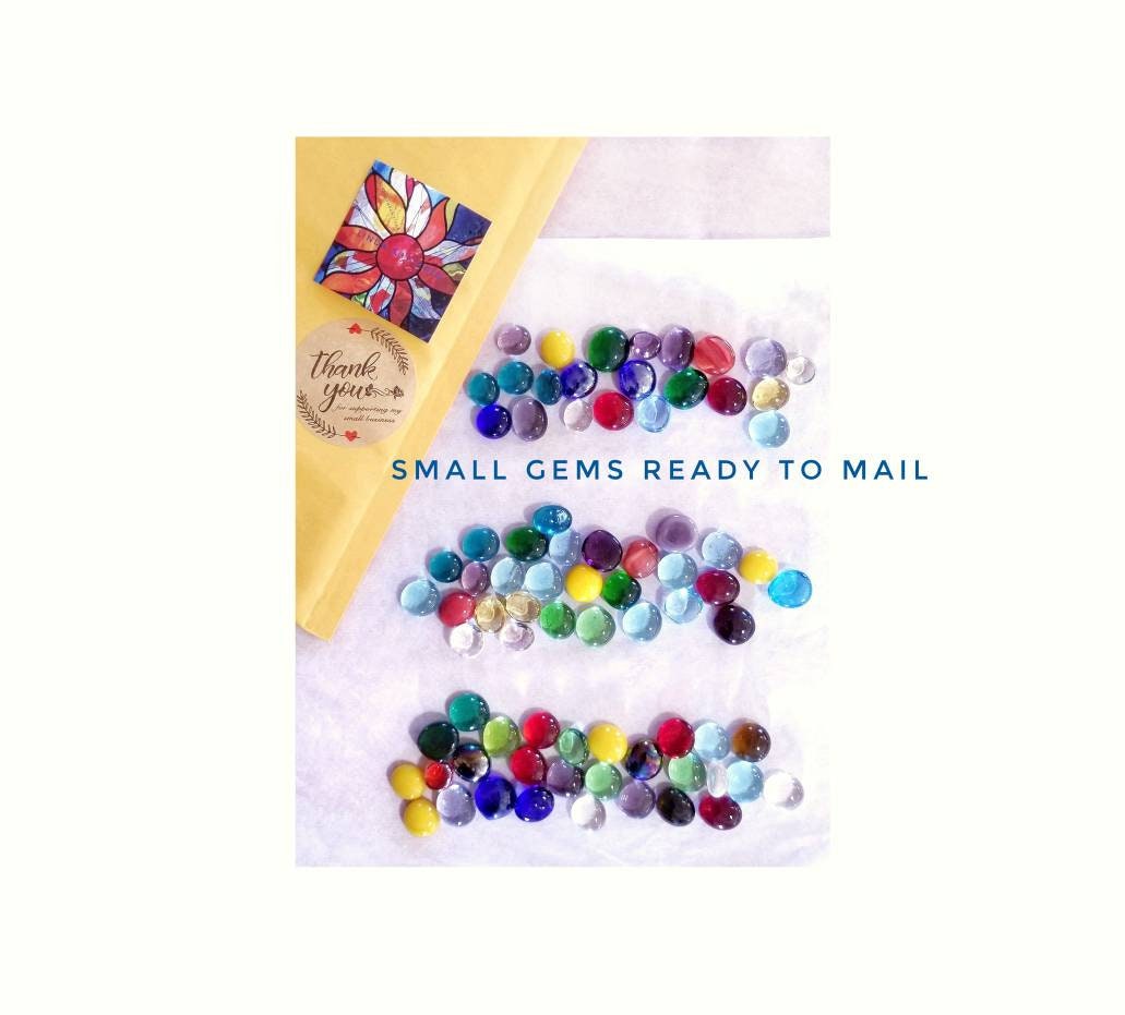 Small Glass Nuggets for Stained Glass. Flat Marbles, Assorted colors. Stepping stones, Jewelry Making Supply. Kids Craft Project, Mosaics.