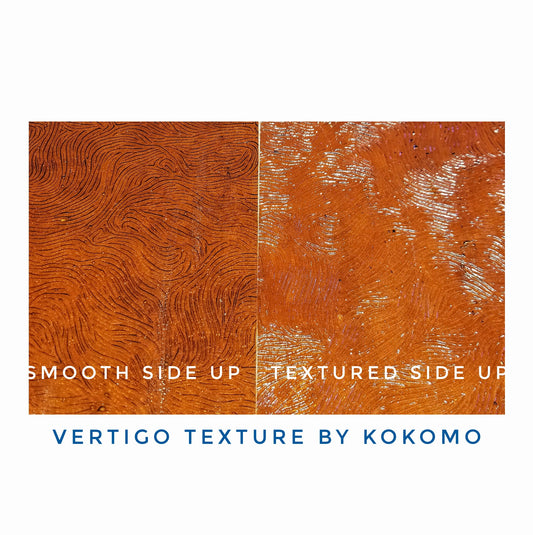 Stained Glass Pack. Vertigo Texture by Kokomo. Medium Hue of Honey/Rootbeer. Fun swirl pattern use with texture as the front.