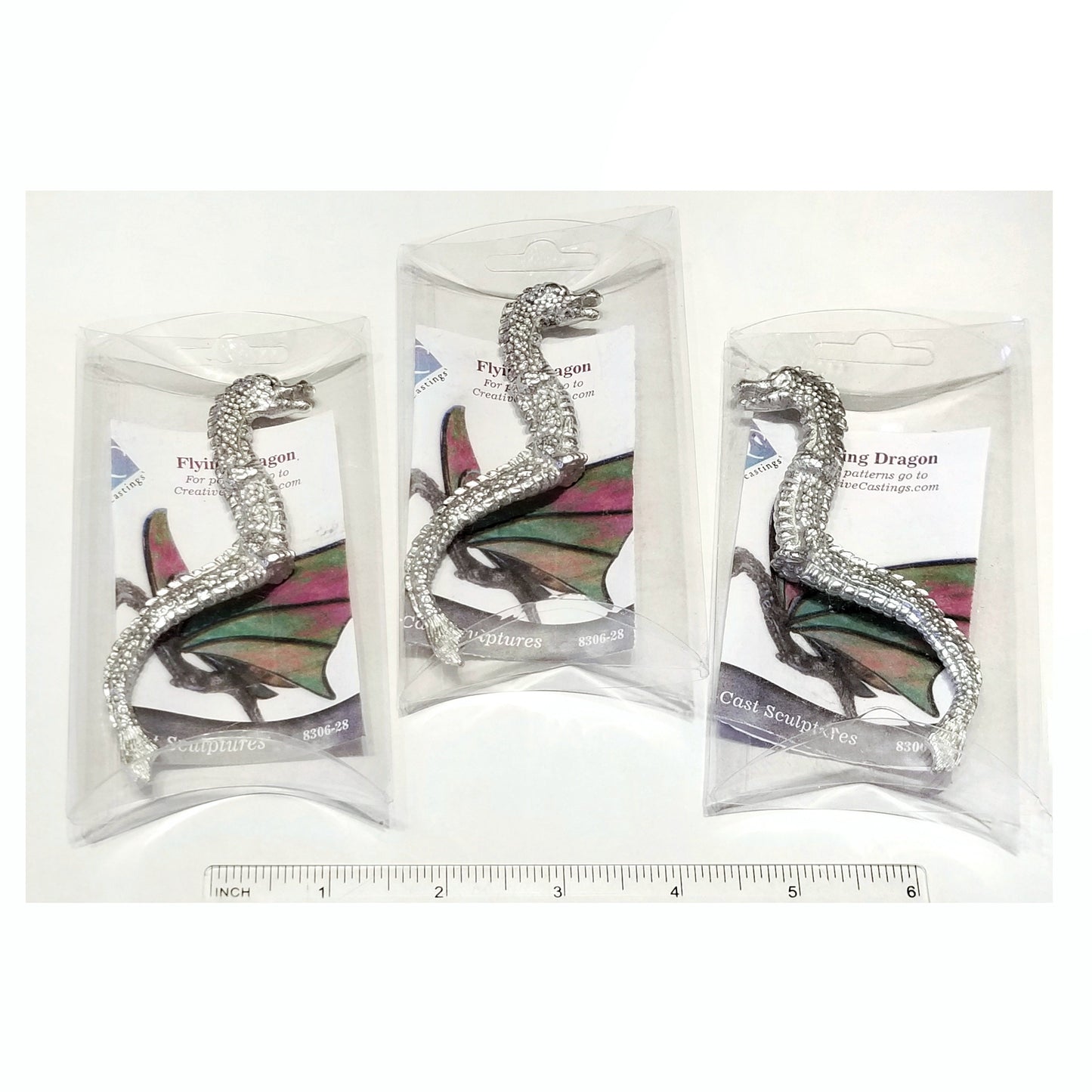 Flying Dragons, Lead free figurines. 3 Pack. DIY stained glass. Includes my handmade hooks, patterns & steel wool. A nice gift to make.