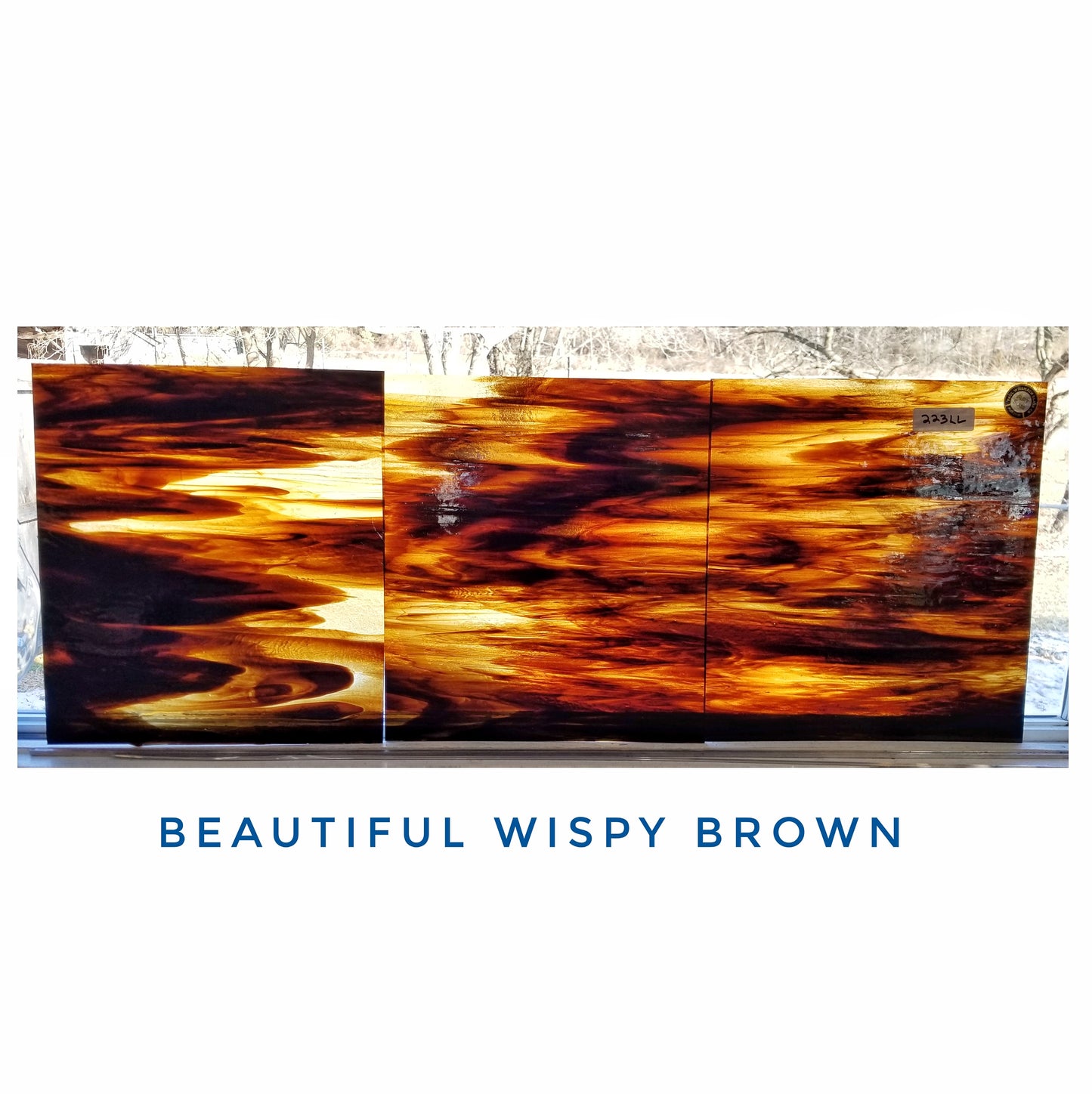 Brown, Light Honey, Stained Glass Sheets. Easy to cut, fairly smooth. 2, 3, sheets 5"× 8"+- or 4 sheets 7"× 8"+- Diy, Beginner Suncatchers. Wissmach Wispy 2 Color Mix.