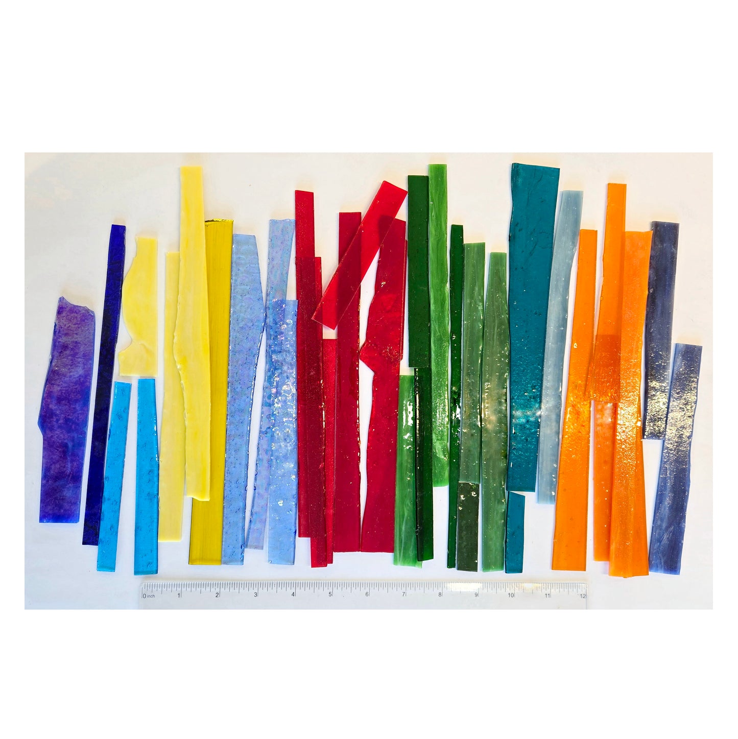 Stained Glass Rolled Edges & Strips. Mosaic Pieces use for garden ornaments. Teen Adult Craft projects.