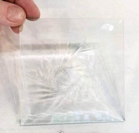 Bevel, Engraved Pinwheel. Clear Stained Glass. 4"x 4'' Square. Starburst prism edges. Diy Glass Art, Craft Hobby. Easy to foil or U & H came
