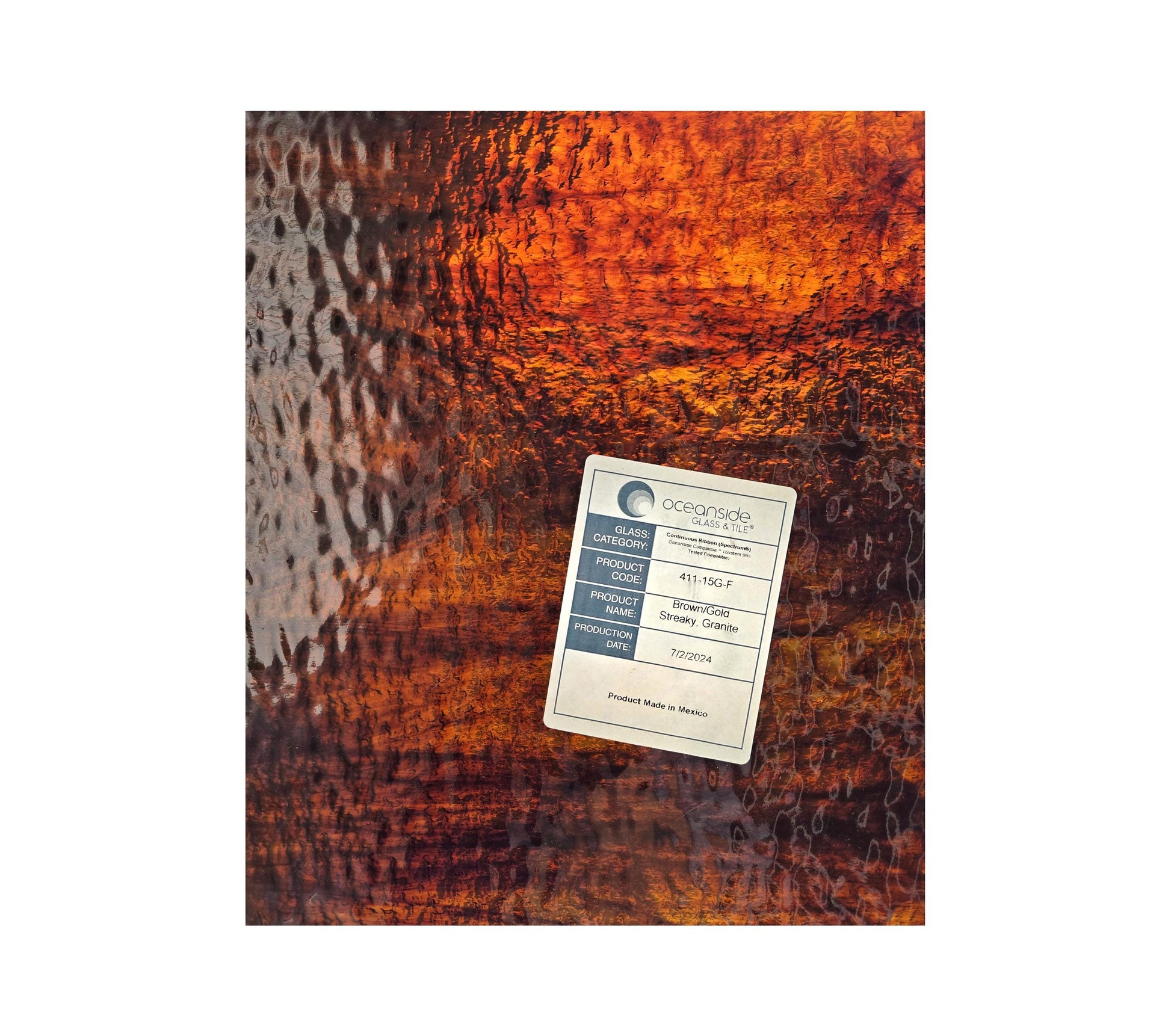 Brown Gold, Stained Glass Sheets. Wispy Light & Dark Brown. Granite Texture, Easy to Cut. Use for Tree Bark, Bears, Sunflower Centers.