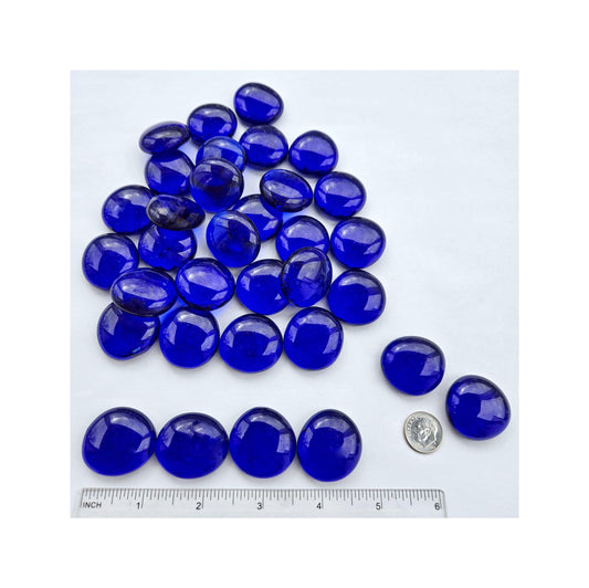 Cobalt Blue Glass Nuggets for Stained Glass. Large, avg. size 1". Easy to solder no plastic. Art & Crafts. 30+ ea. 16 oz. Oval to Round.