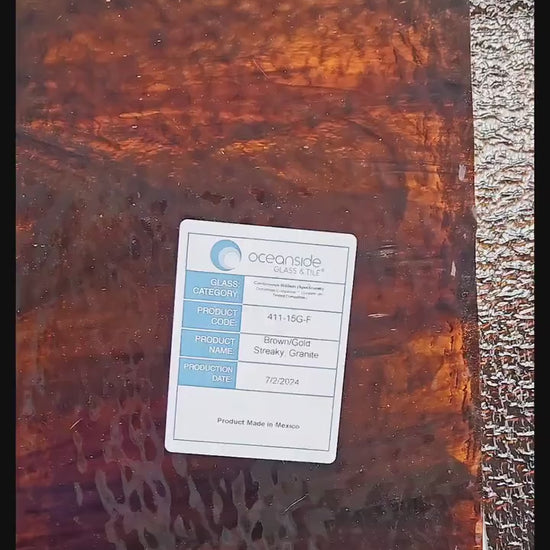 Brown Gold, Stained Glass Sheets. Wispy Light & Dark Brown. Granite Texture, Easy to Cut. Use for Tree Bark, Bears, Sunflower Centers.