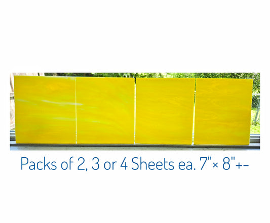 Yellow Stained Glass Sheets. Wissmach Wispy. Diy, Beginner, Advanced. Perfect for Sunflower Suncatcher or Mosaic. 2 sheets, 7"× 8"+-