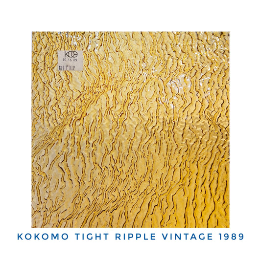Light Amber Cathedral Stained Glass. Tight Ripple Textured by Kokomo. 8"× 8" Sheets. Vintage 1989