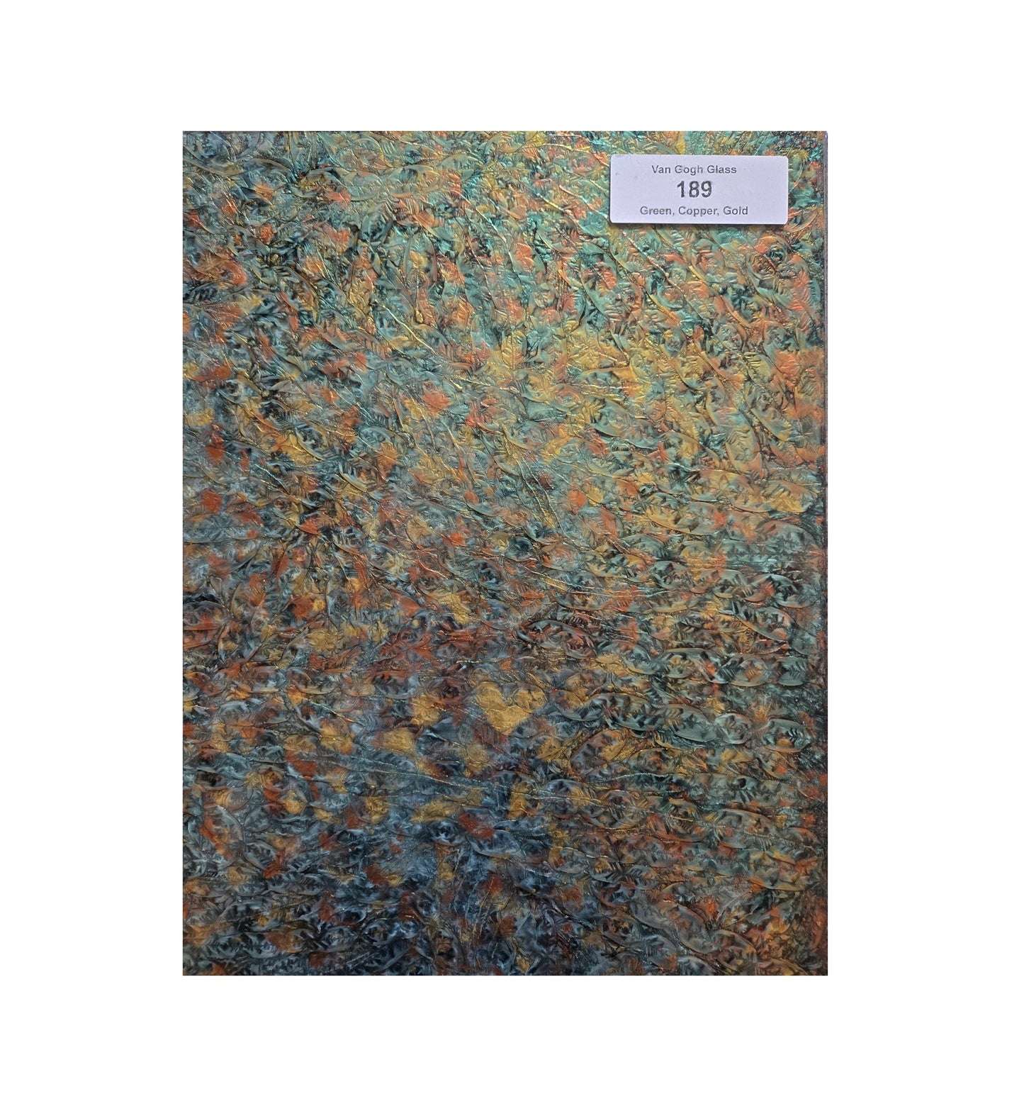 Van Gogh, Green, Copper & Gold. Metallic Mirror-like depth. Sparkly Paint is sealed on the back with dark Gray.