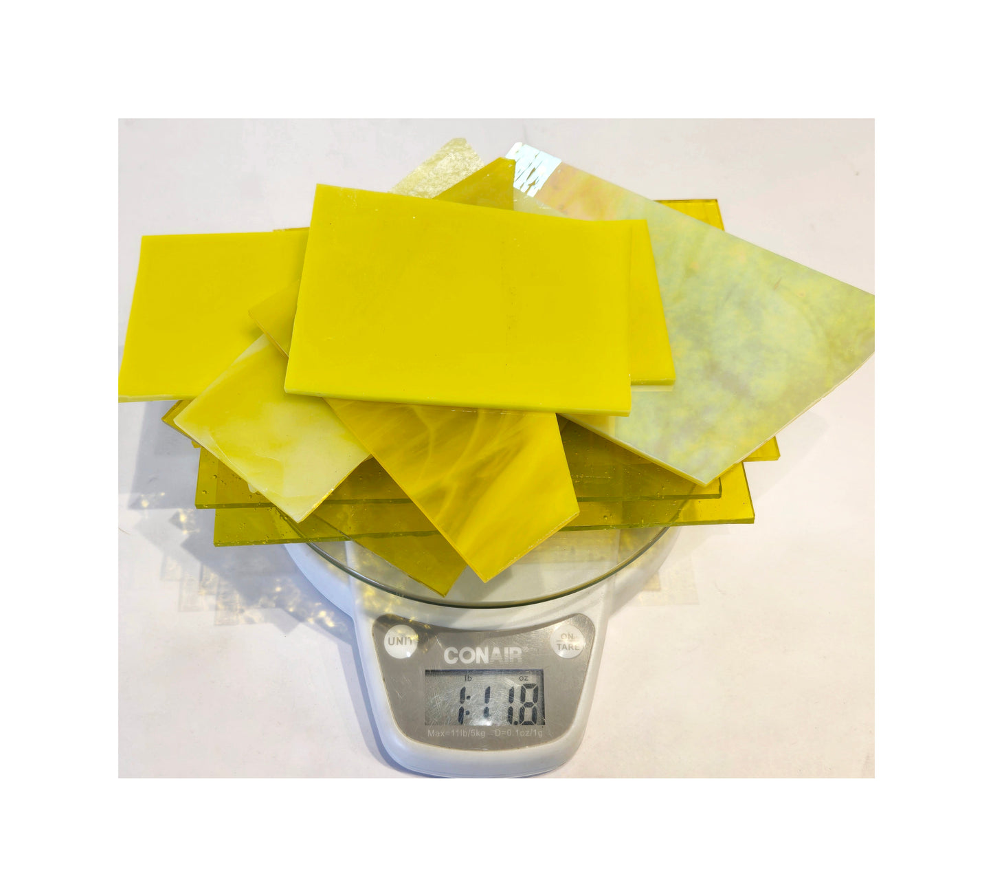 Yellow Scrap Stained Glass Sheets, Pieces. Wispy, Solid, Cathedral & 1 Irridized. Speciality Textures. DIY Mosaic art & Suncatchers.