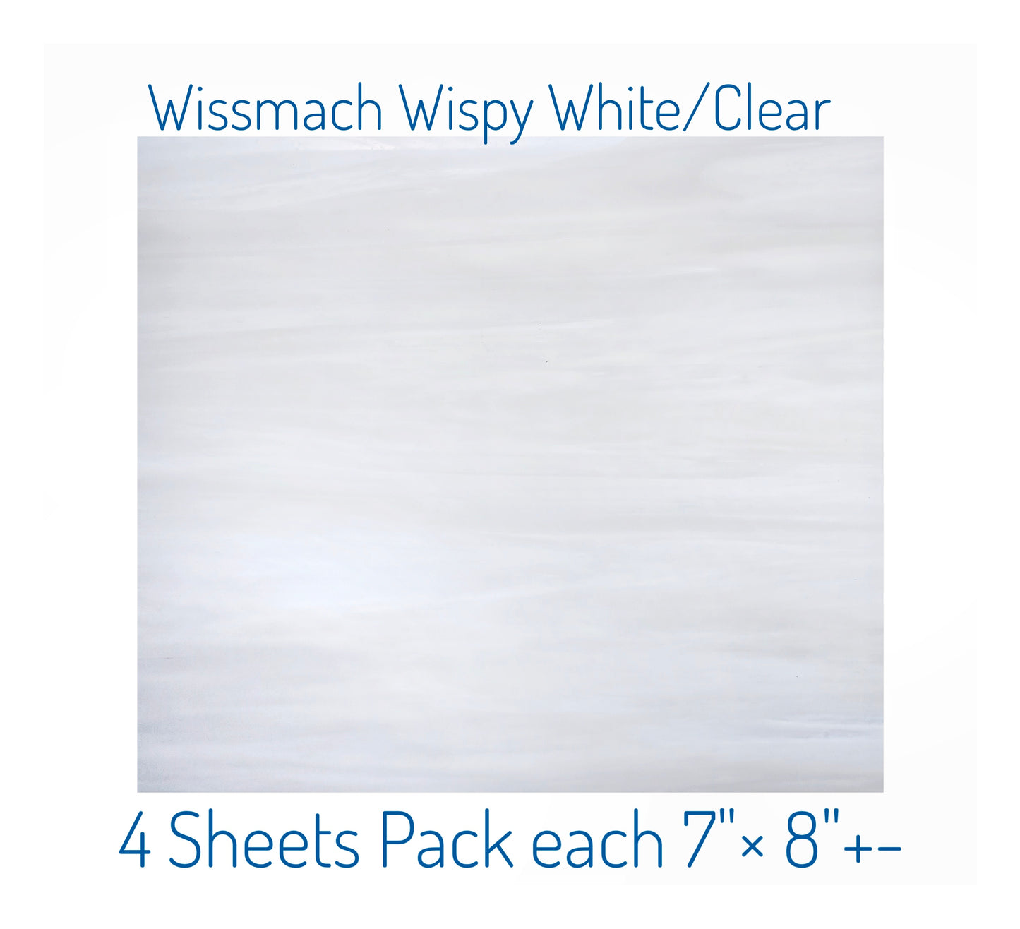 White & Clear Wispy Stained Glass Sheets. Diy Beginner, Advanced. Suncatchers or Mosaic Art Projects. Wissmach, 5"×8" or 7''x 8''+-