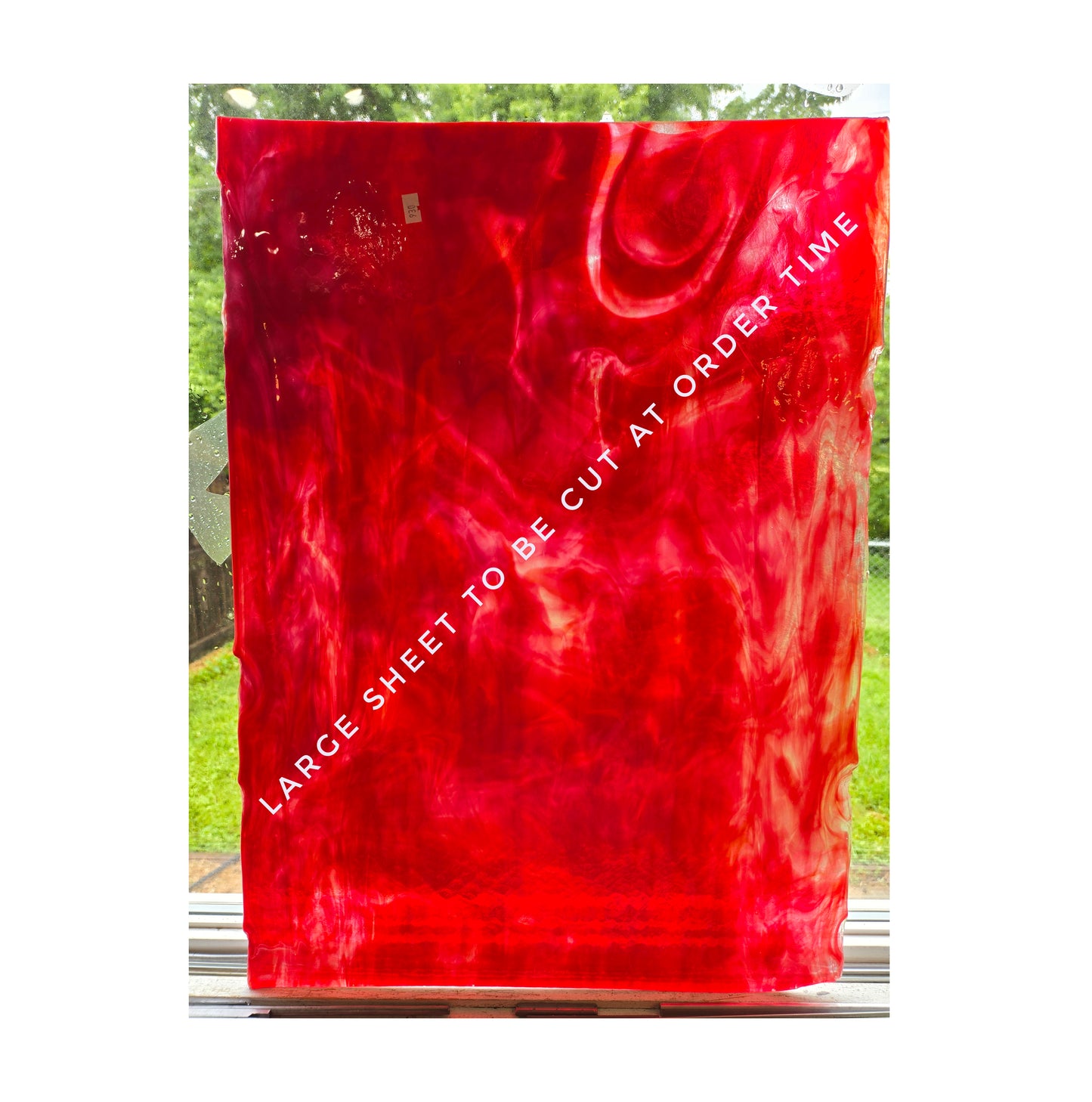 Pink Cranberry Red Stained Glass Sheets. Bullseye  non-fusible. 2 Pieces 7"× 8" One Rolled Edge on each. Vintage.