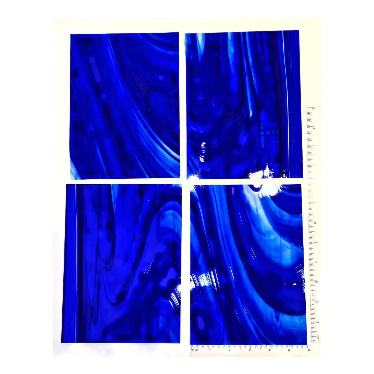 Blue & Clear Baroque, 2, 3 or 4 sheets. Cathedral Transparent. 6"× 8"+-. Oceanside Stained Glass