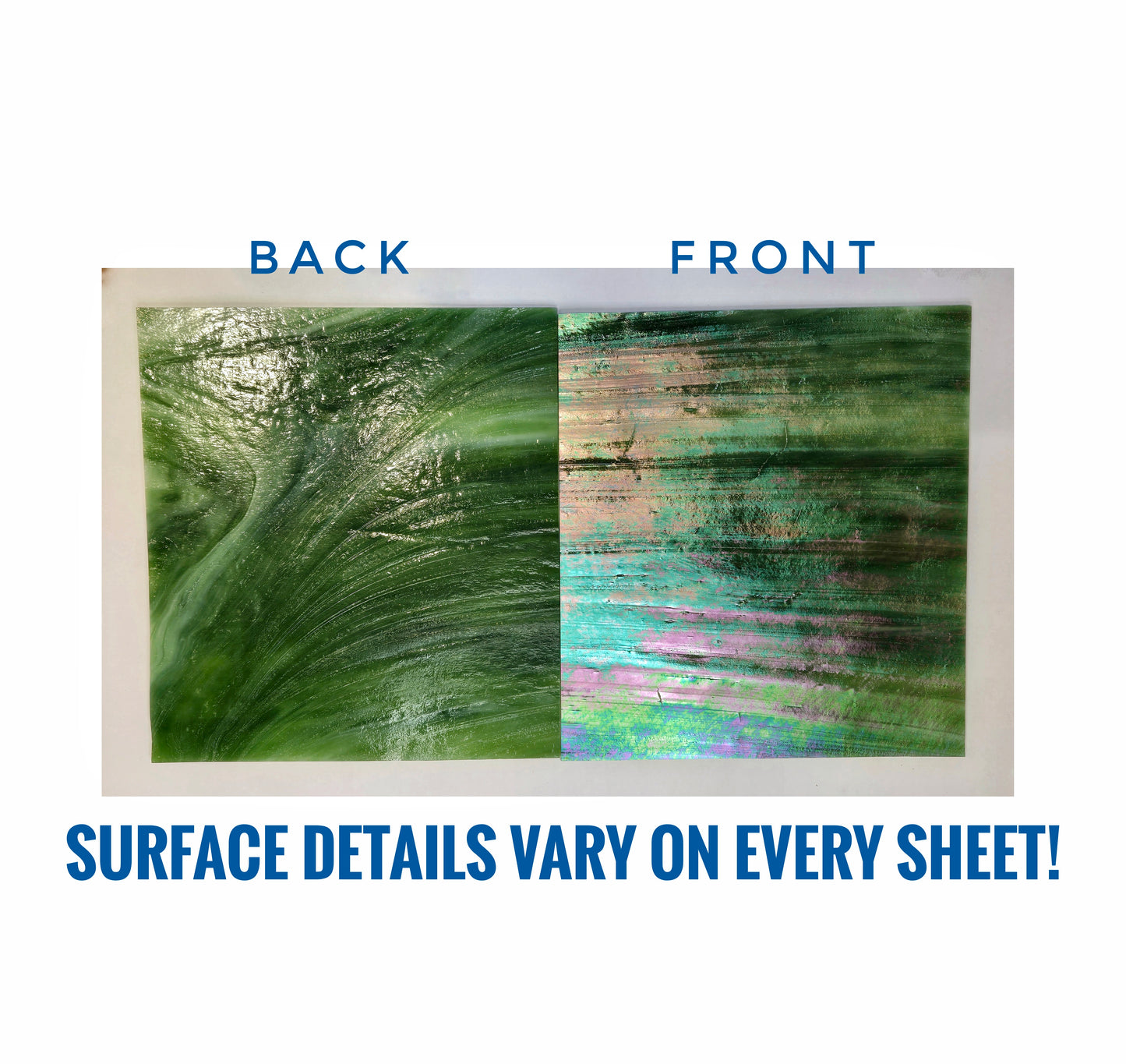 Iridescent Green with White Stained Glass Sheets. Diy, Beginner, Advanced. Suncatchers or Mosaic Art Projects. Wissmach, 7"×8"+-