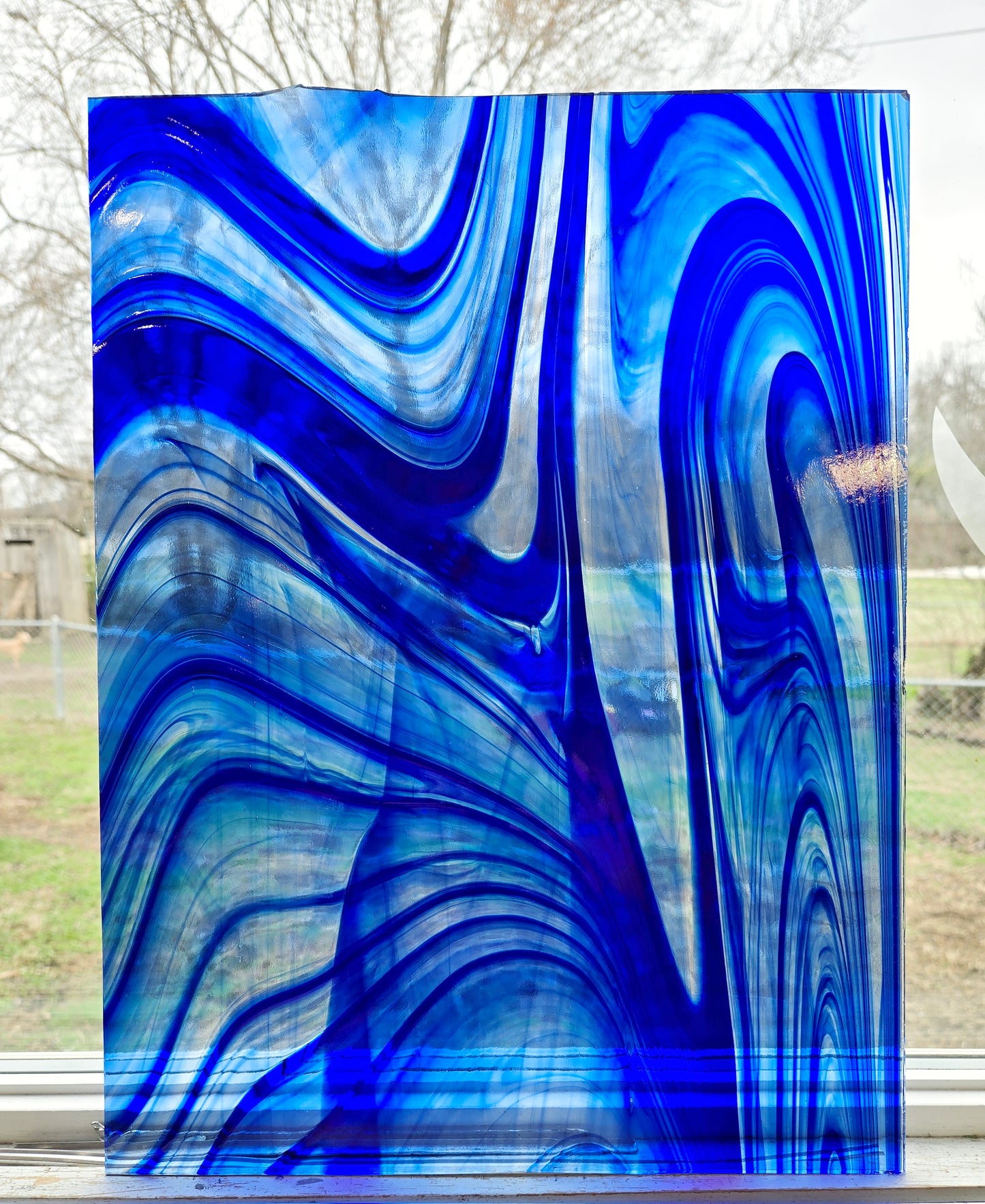 Blue & Clear Baroque, 2, 3 or 4 sheets. Cathedral Transparent. 6"× 8"+-. Oceanside Stained Glass
