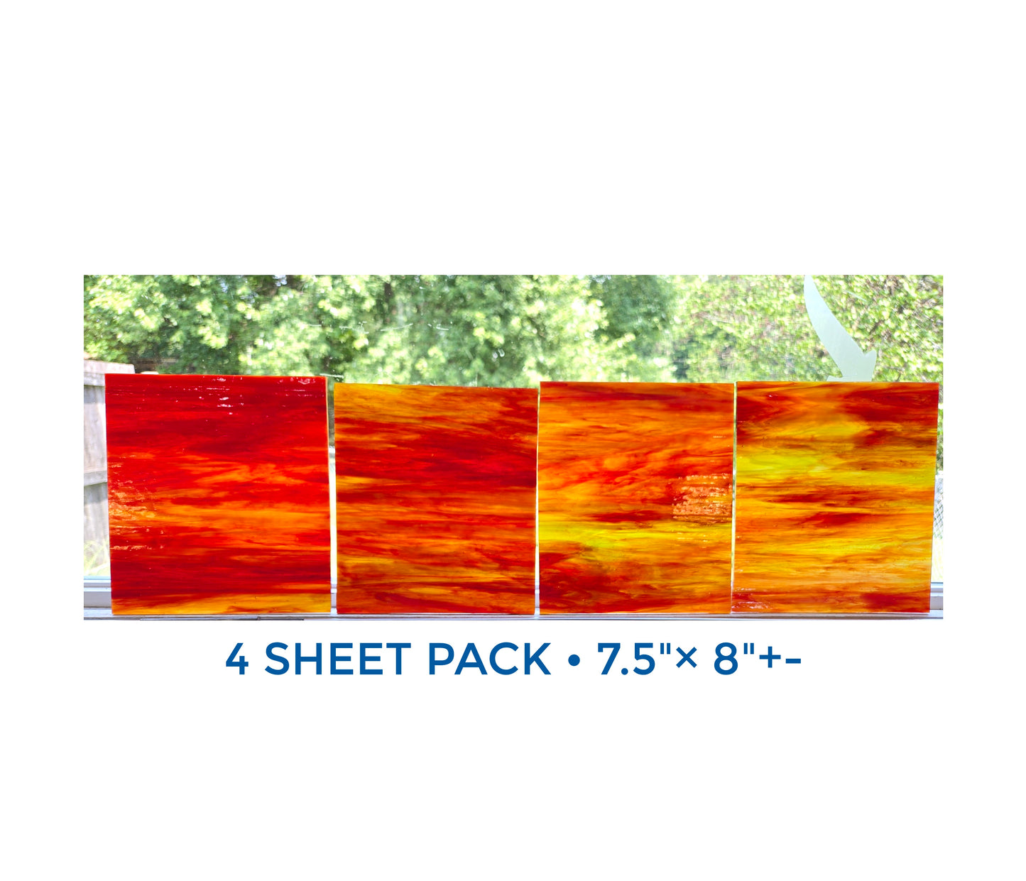 Orange, Green, White Stained Glass Sheets. Easy to cut, fairly smooth. 2, 3 or 4 sheets 7.5"× 8''.+-, Beginner Suncatcher or Mosaic. 3 color Mix.