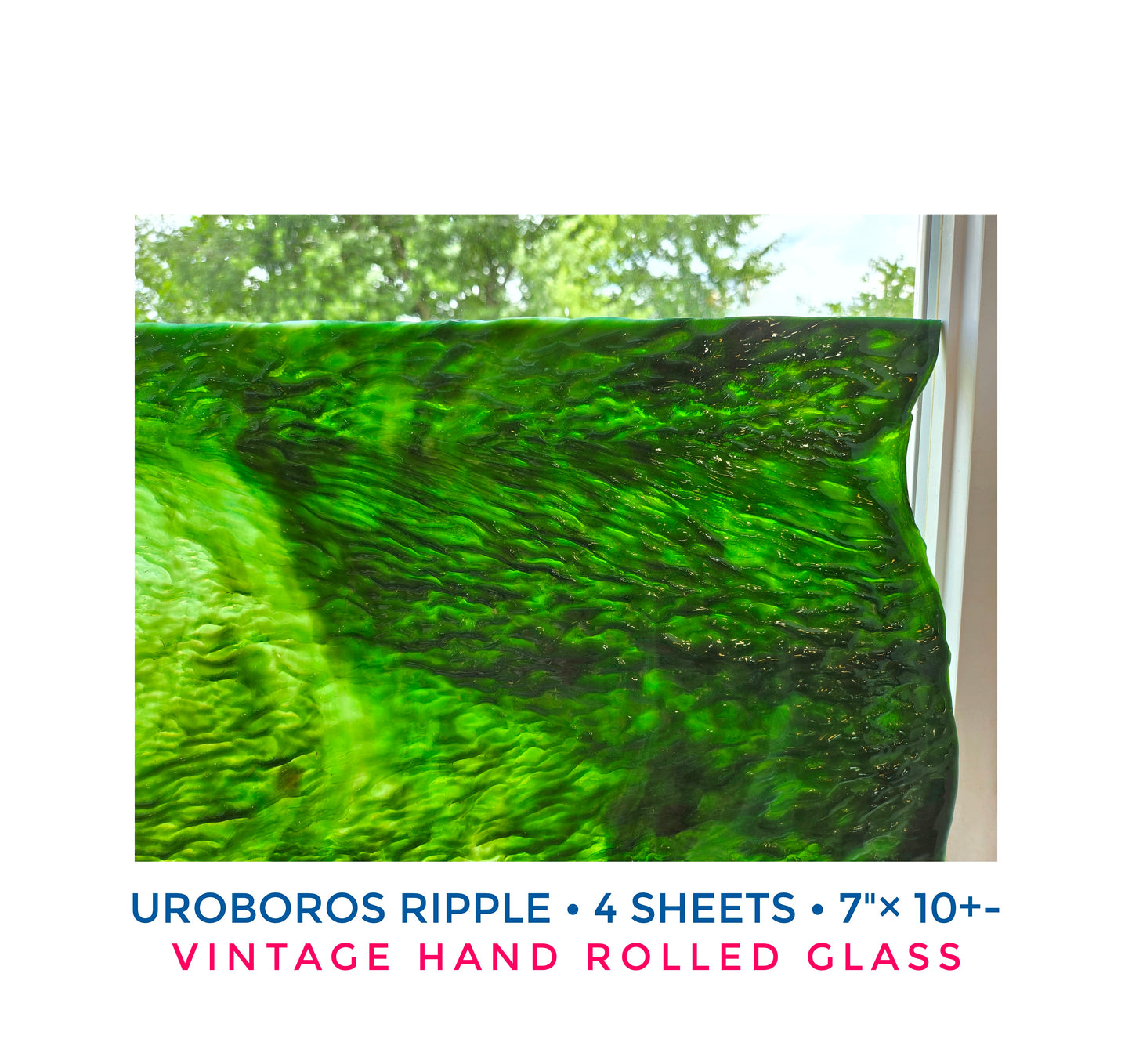 Green White Urborous Ripple. Vintage Stained Glass Sheets