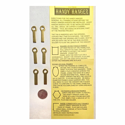 Handy Hangers for Stained Glass Window Panels. Solid Brass. Thick not thin! Pack of 6 Pair or 3 Pair.