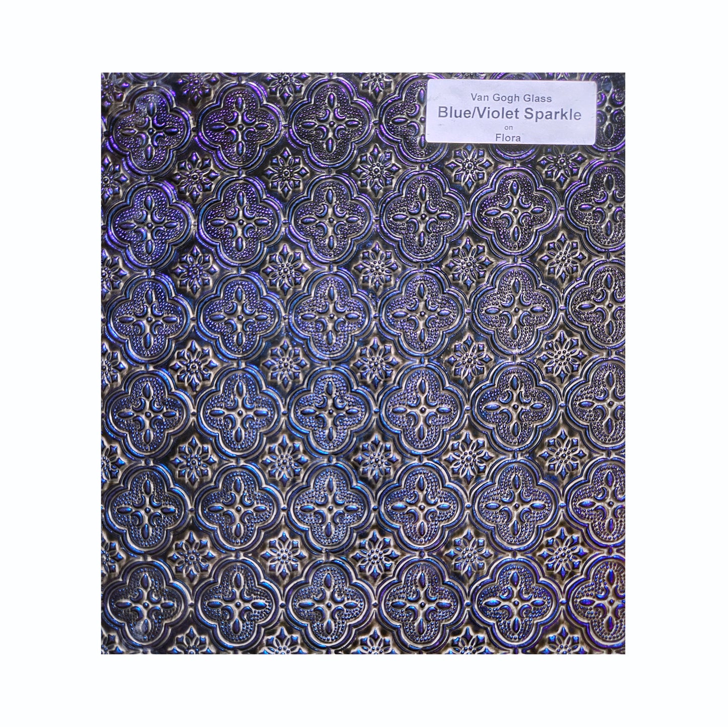 Van Gogh, Blue Violet Sparkle. Metallic Mirror-like depth. Sparkly Paint is sealed on the back with dark Gray.