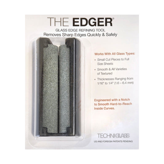 The Edger for Smoothing Stained Glass Sheets & Pieces. Handheld with 2 Stones to Remove Sharp Edges.