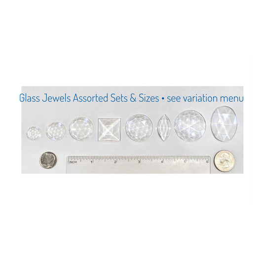 Jewels for Stained Glass. Clear Faceted Glass Gems. Packs of 6 ea. or Packs of 3 ea.