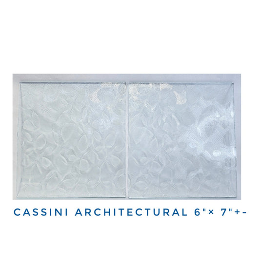 Cassini Architectural Stained Glass Sheets. Modern Ovals & Leaflike Design. Textured Clear.